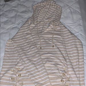 Michael Kors striped pull over hoodie